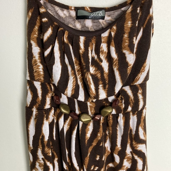 J.T.B Tunic Tank Top Cheetah Print Y2K Vintage Women’s Size Small Beaded Brown - Picture 2 of 8